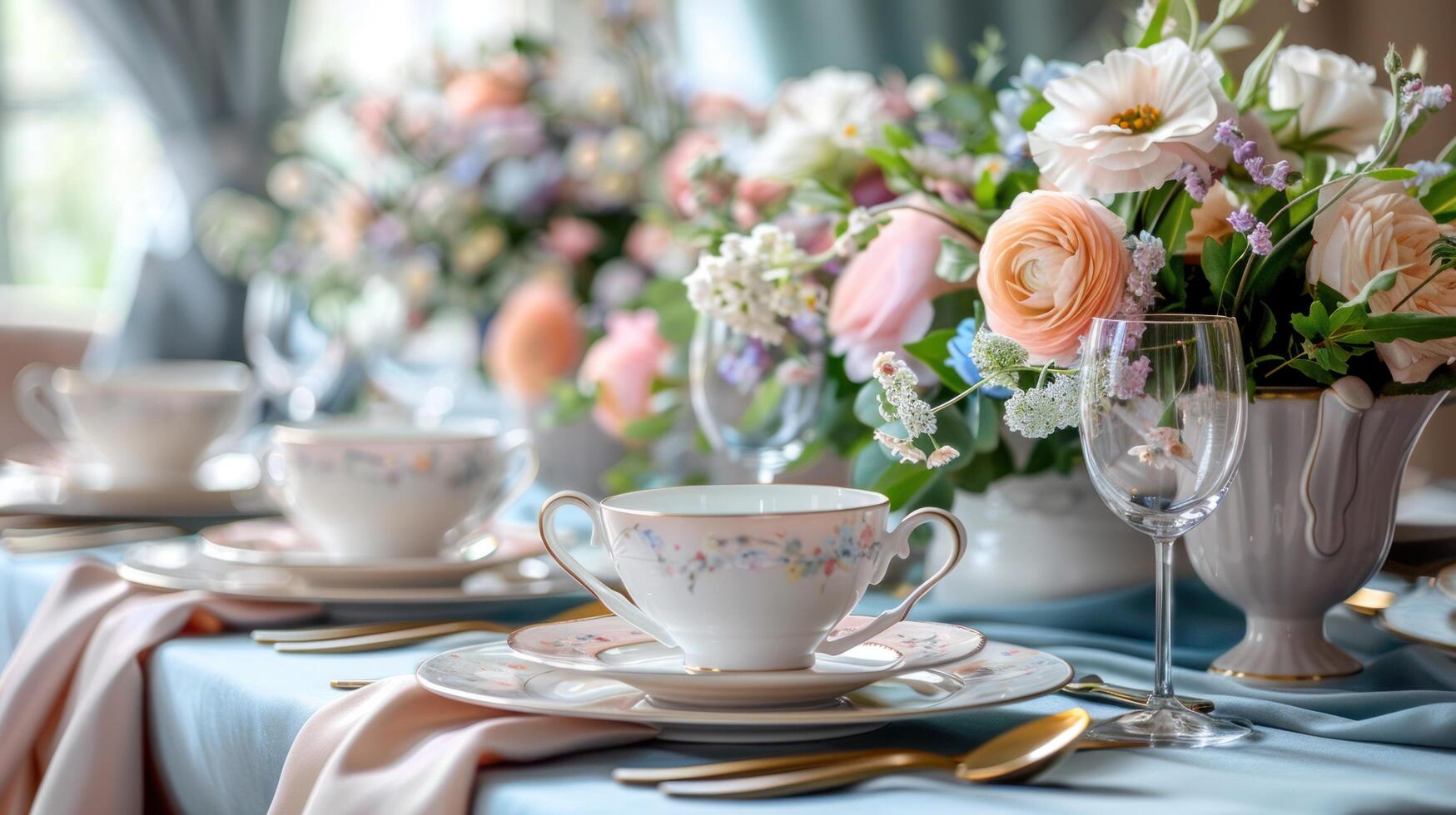 ai generiert elegant Ostern Brunch Tabelle Rahmen foto