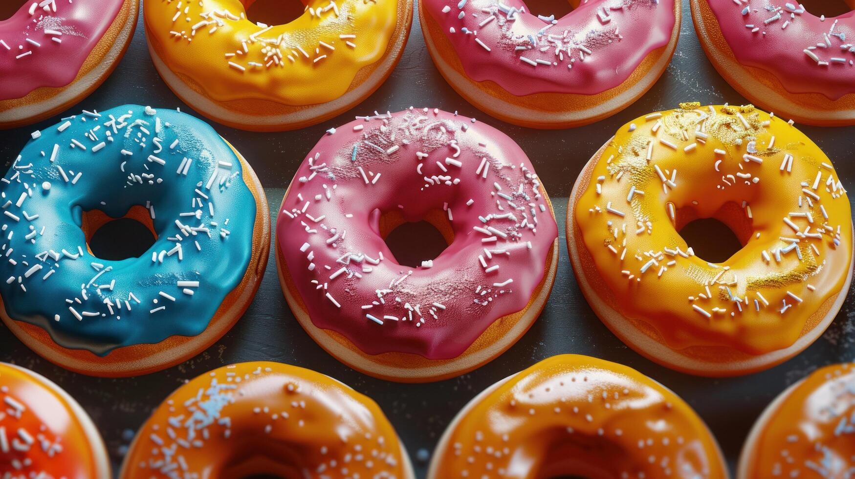 ai generiert Hintergrund von bunt Donuts foto