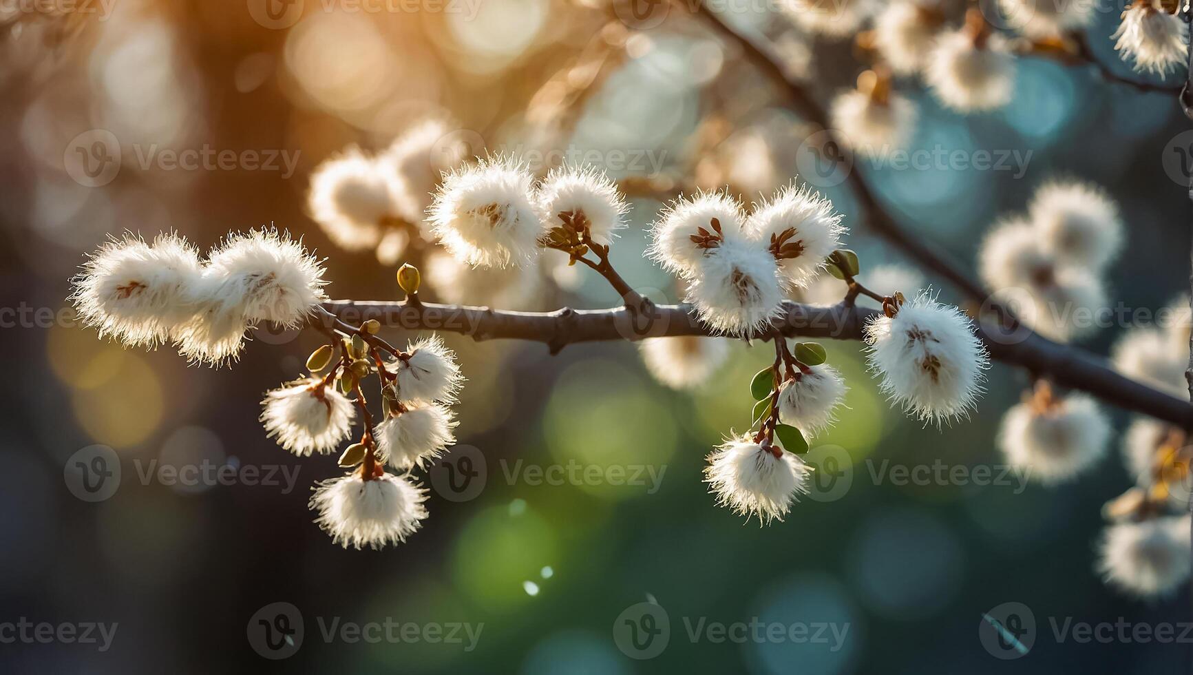 ai generiert flauschige Weide Ast im Natur foto