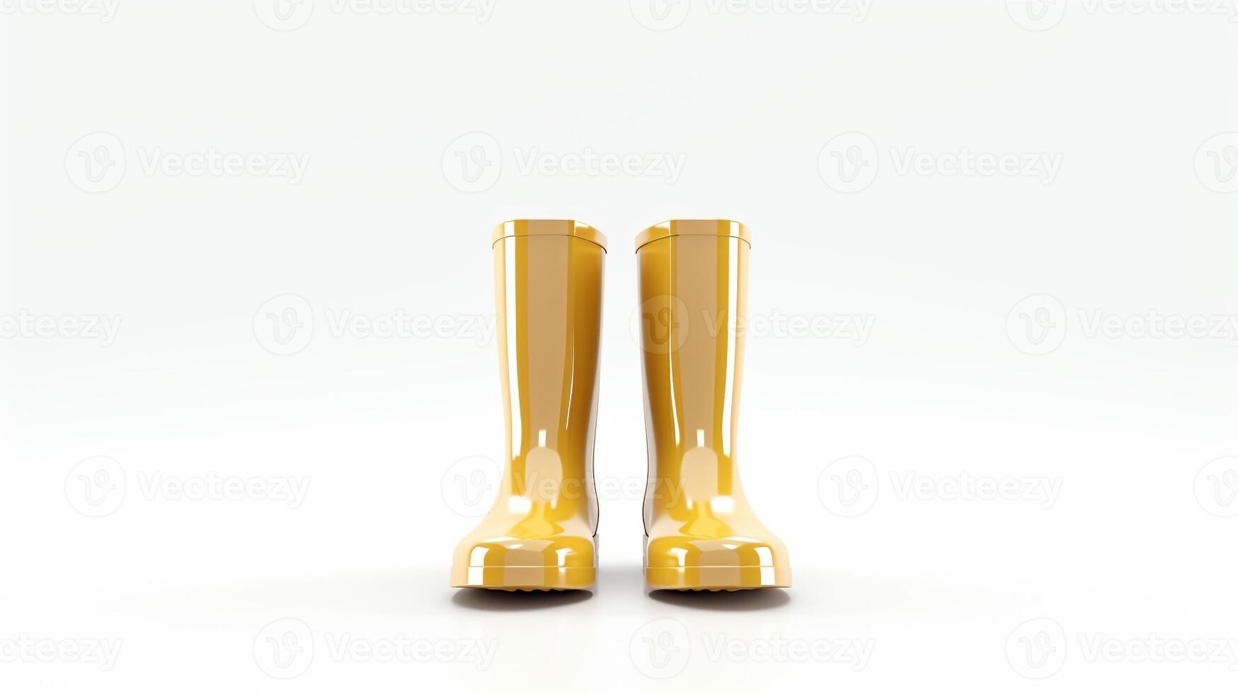 ai generiert Gold Regen Stiefel isoliert auf Weiß Hintergrund mit Kopieren Raum zum Werbung. generativ ai foto