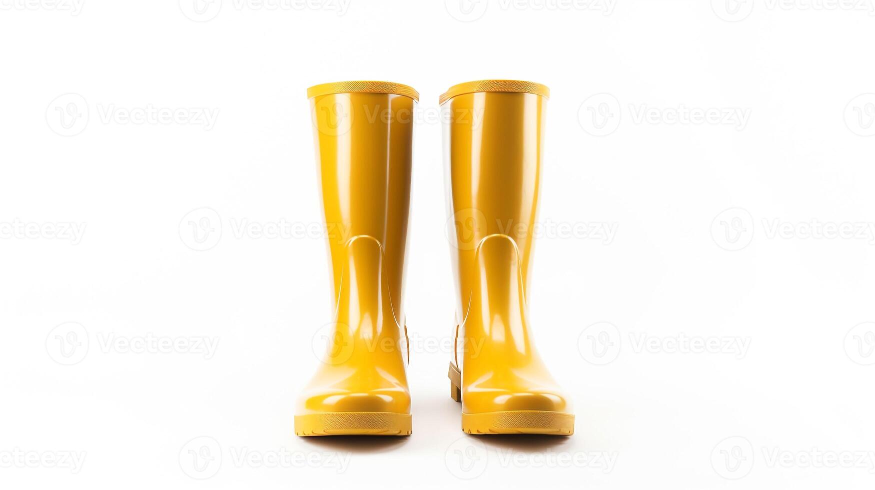 ai generiert Gold Regen Stiefel isoliert auf Weiß Hintergrund mit Kopieren Raum zum Werbung. generativ ai foto