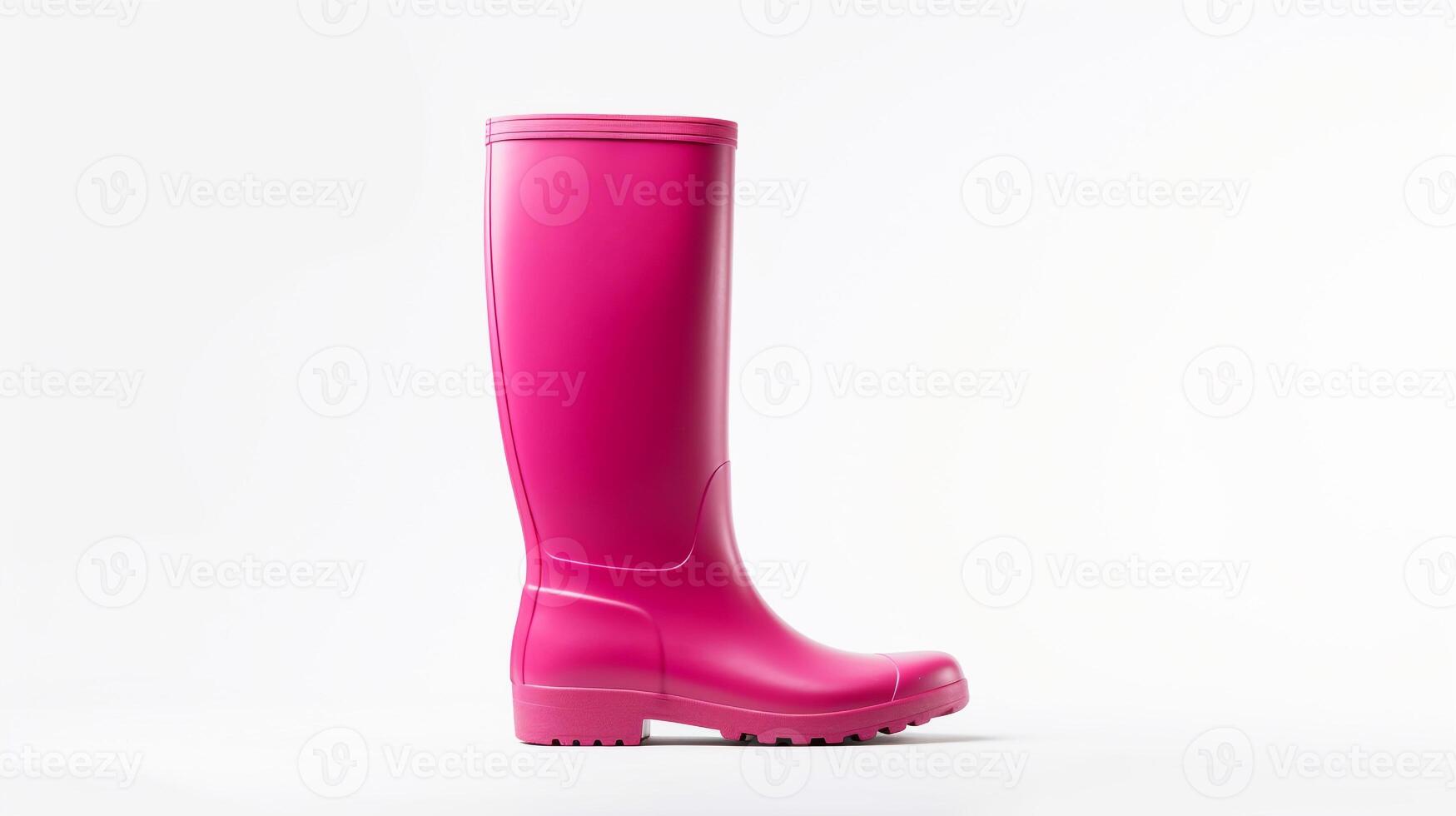 ai generiert Magenta Regen Stiefel isoliert auf Weiß Hintergrund mit Kopieren Raum zum Werbung. generativ ai foto