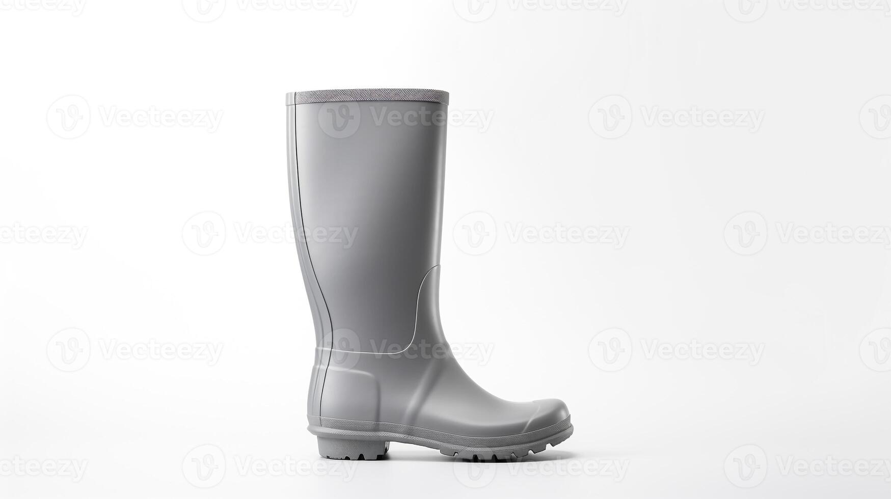 ai generiert grau Regen Stiefel isoliert auf Weiß Hintergrund mit Kopieren Raum zum Werbung. generativ ai foto