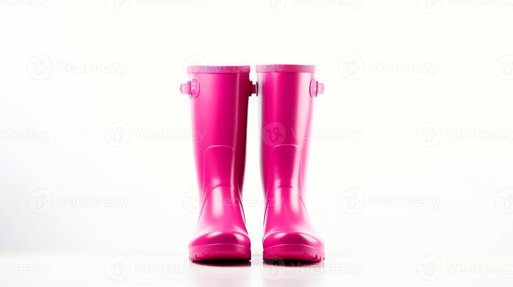 ai generiert Magenta Regen Stiefel isoliert auf Weiß Hintergrund mit Kopieren Raum zum Werbung. generativ ai foto