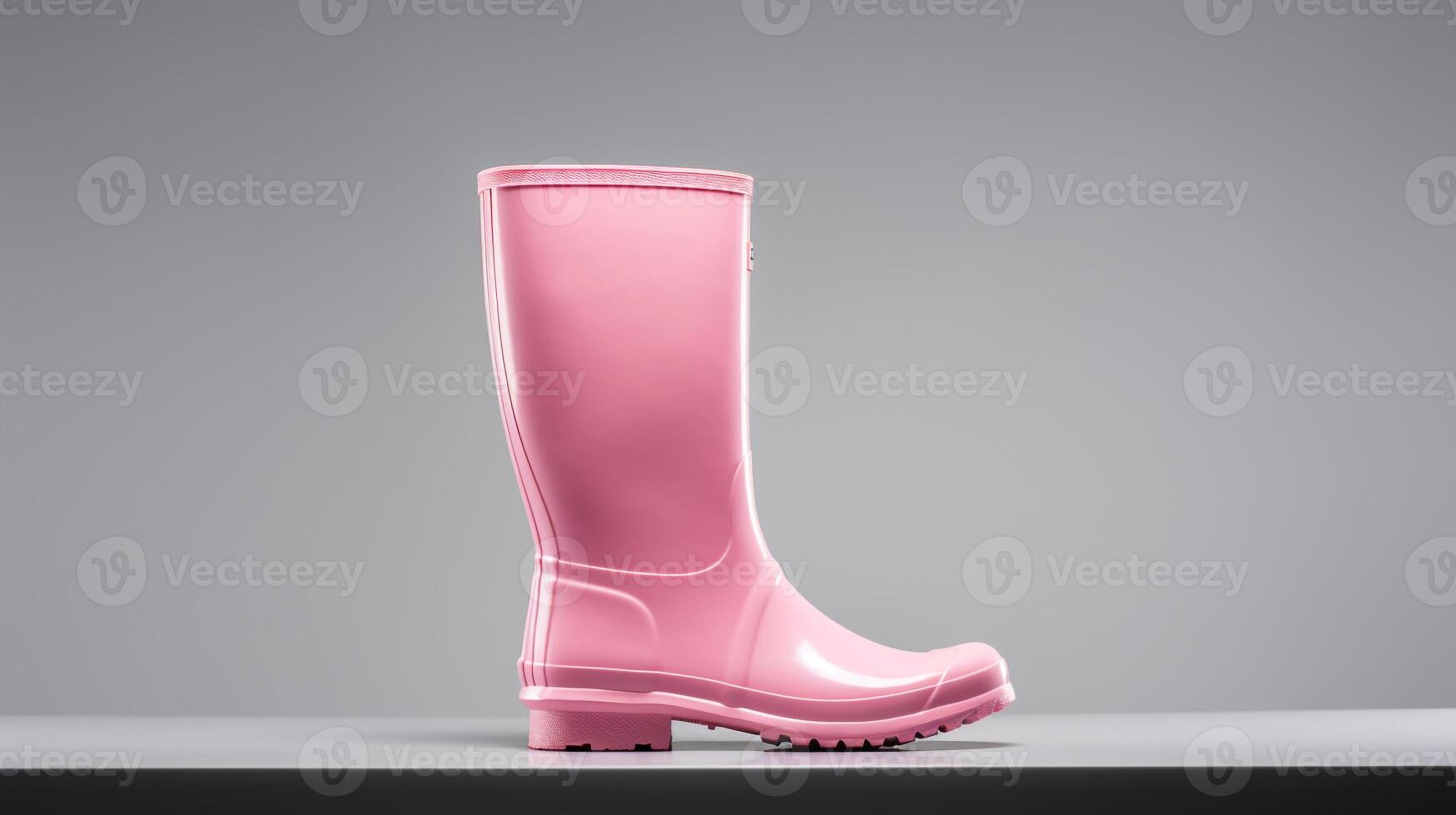 ai generiert Rosa Regen Stiefel isoliert auf Weiß Hintergrund mit Kopieren Raum zum Werbung. generativ ai foto