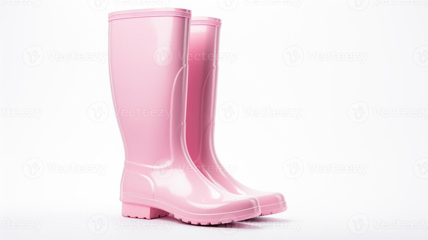 ai generiert Rosa Regen Stiefel isoliert auf Weiß Hintergrund mit Kopieren Raum zum Werbung. generativ ai foto