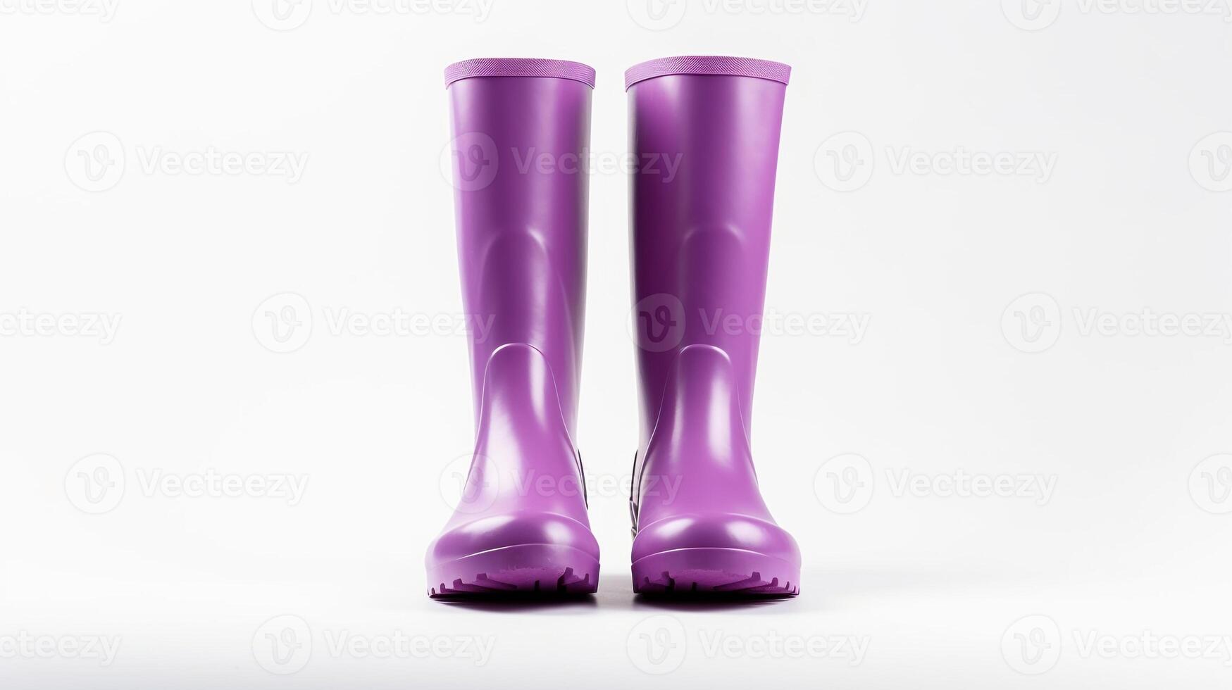 ai generiert violett Regen Stiefel isoliert auf Weiß Hintergrund mit Kopieren Raum zum Werbung. generativ ai foto