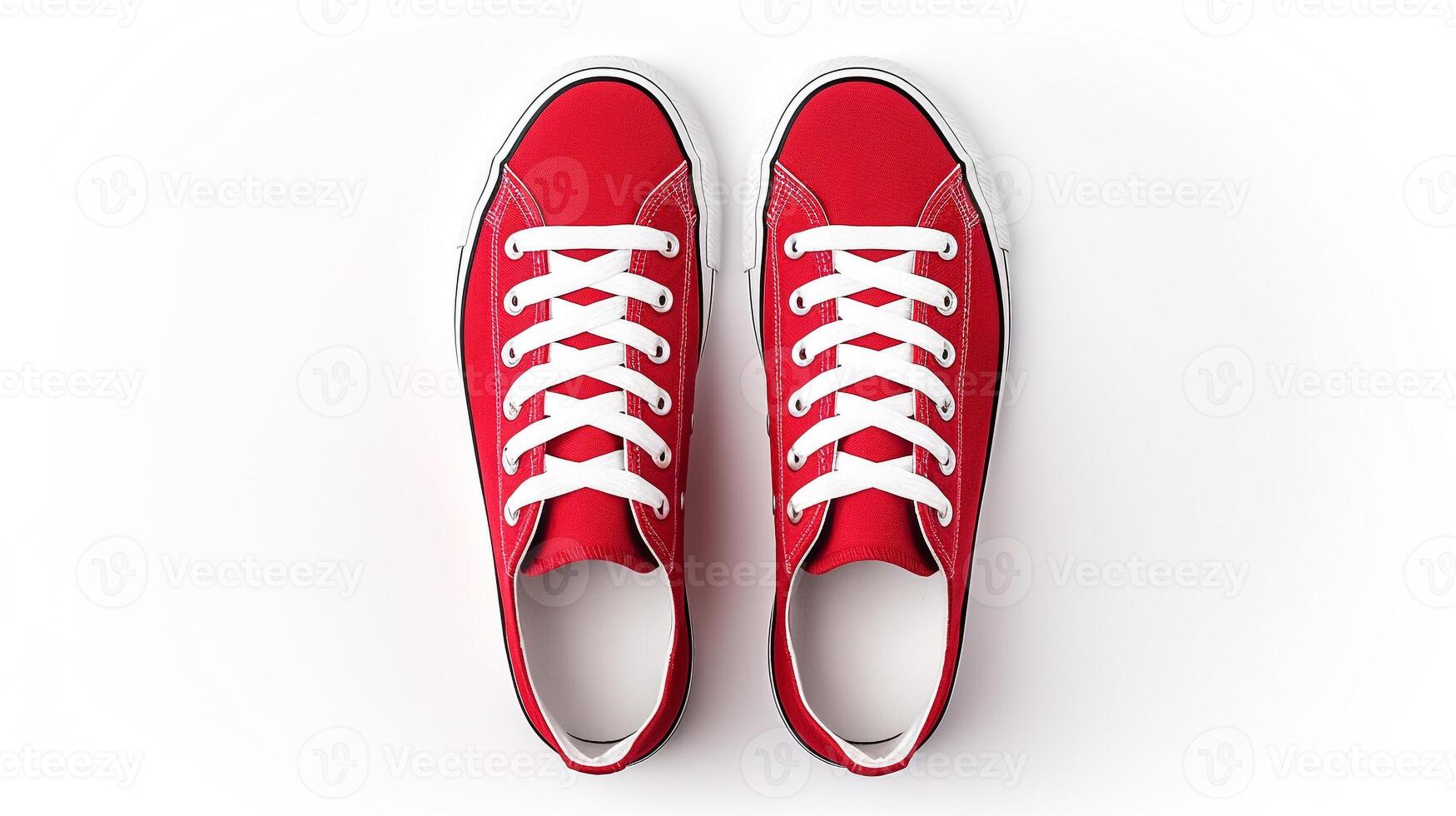 ai generiert rot Turnschuhe Schuhe isoliert auf Weiß Hintergrund mit Kopieren Raum zum Werbung. generativ ai foto