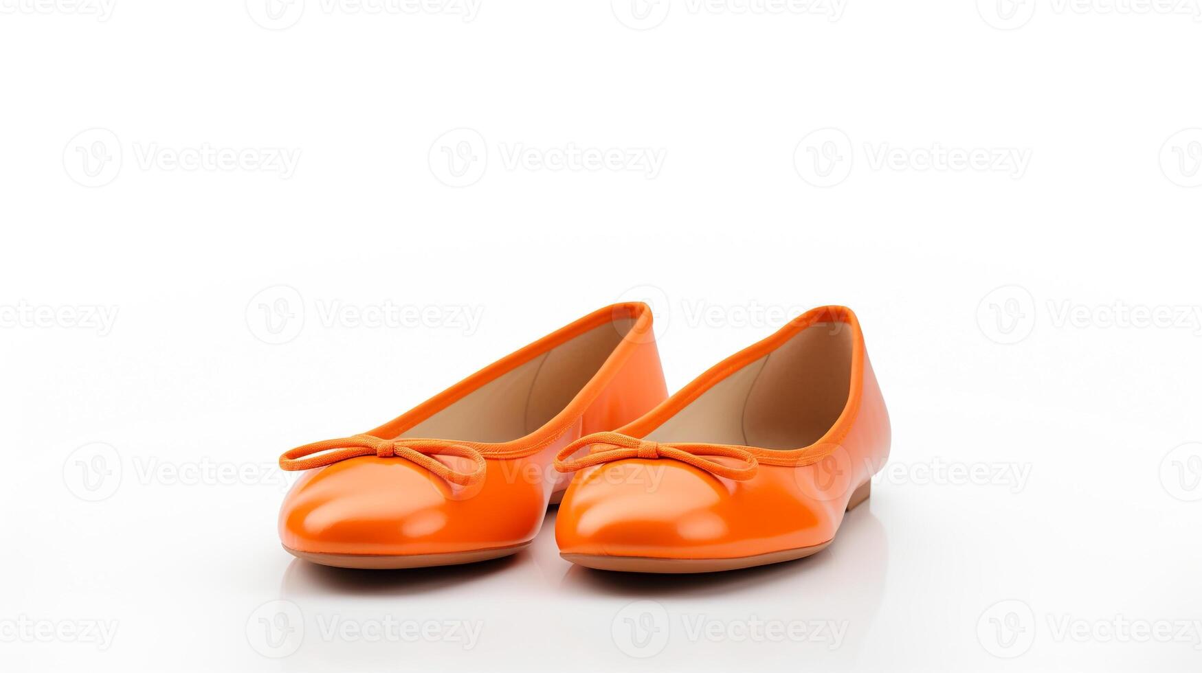 ai generiert Orange Ballett Wohnungen Schuhe isoliert auf Weiß Hintergrund mit Kopieren Raum zum Werbung. generativ ai foto