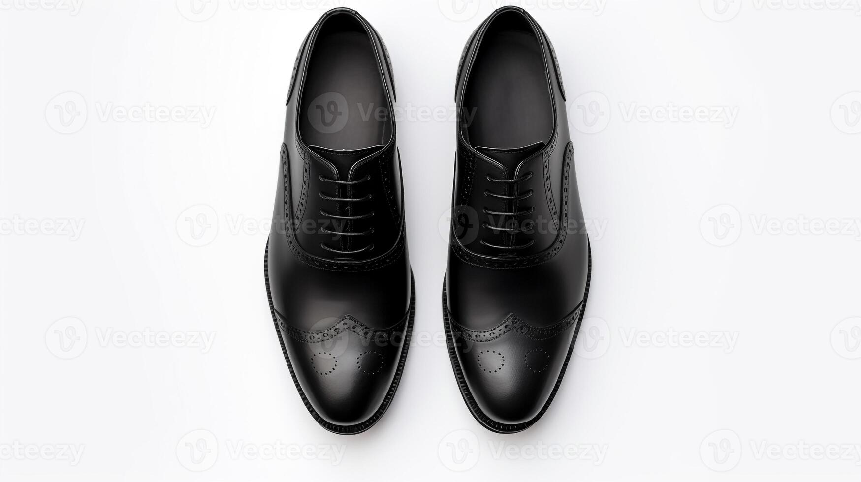 ai generiert schwarz Brogues Schuhe isoliert auf Weiß Hintergrund mit Kopieren Raum zum Werbung foto