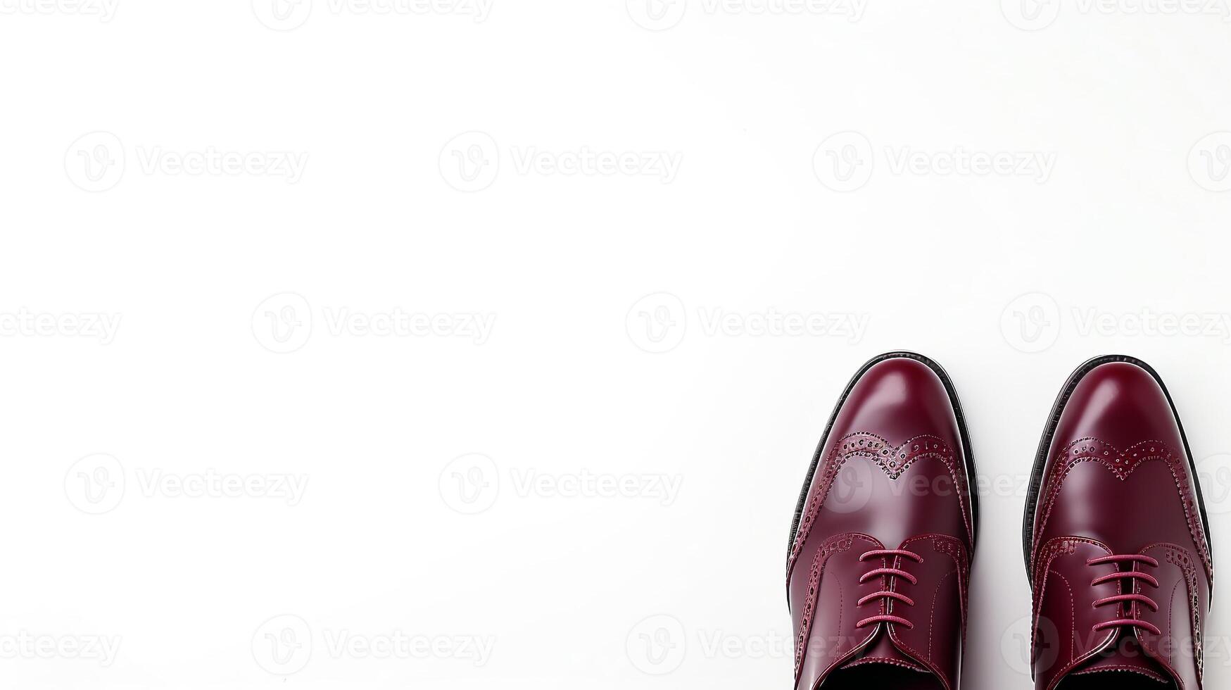 ai generiert kastanienbraun Brogues Schuhe isoliert auf Weiß Hintergrund mit Kopieren Raum zum Werbung foto