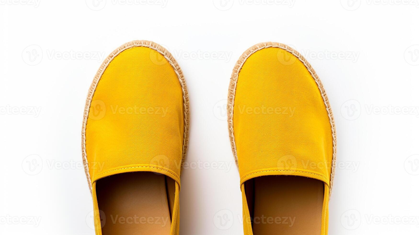 ai generiert Bernstein Espadrilles Schuhe isoliert auf Weiß Hintergrund mit Kopieren Raum zum Werbung. generativ ai foto