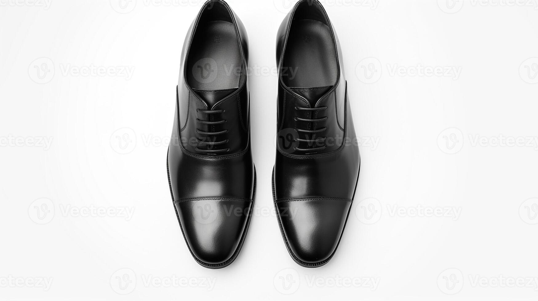 ai generiert Holzkohle Oxfords Schuhe isoliert auf Weiß Hintergrund mit Kopieren Raum zum Werbung. generativ ai foto