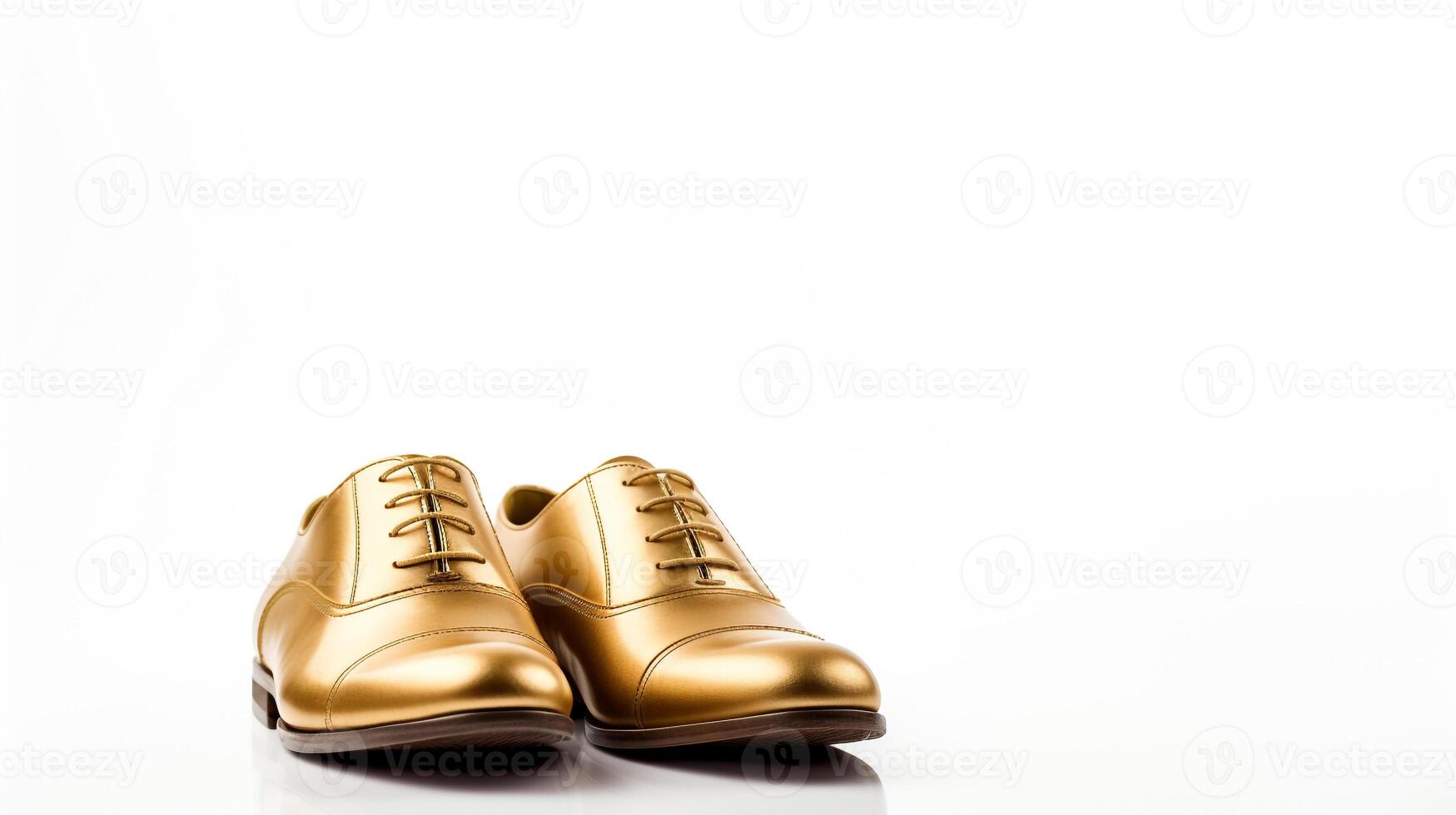 ai generiert Gold Oxfords Schuhe isoliert auf Weiß Hintergrund mit Kopieren Raum zum Werbung. generativ ai foto