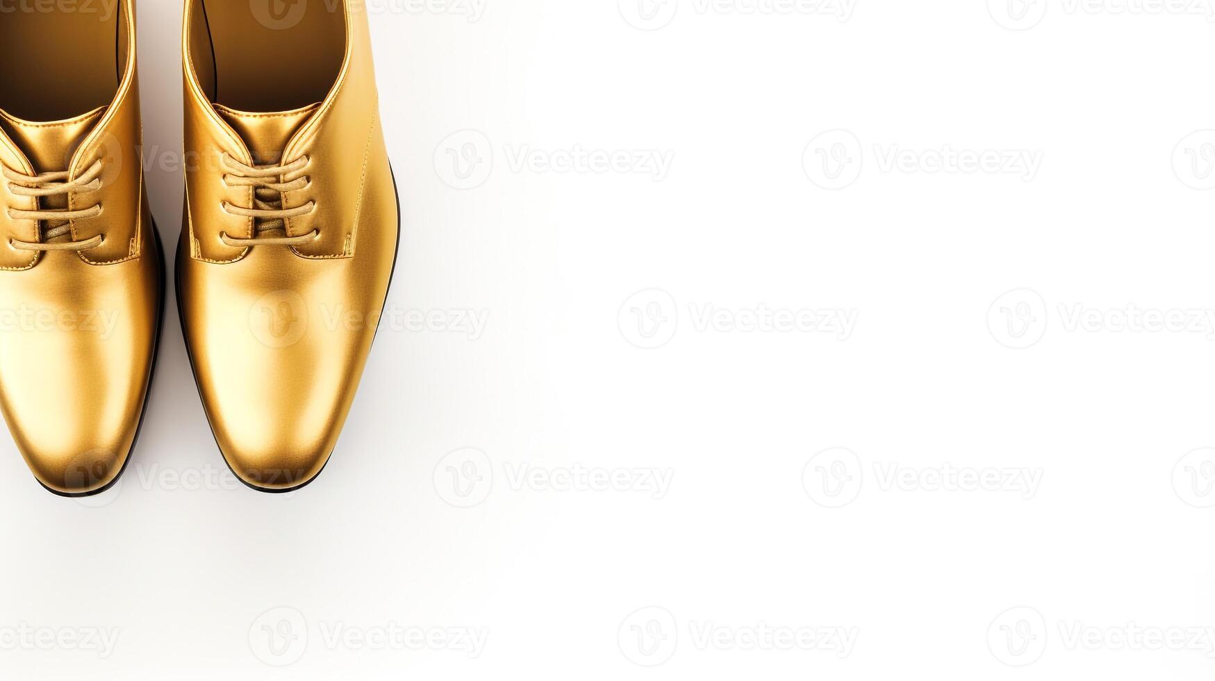 ai generiert Gold Oxfords Schuhe isoliert auf Weiß Hintergrund mit Kopieren Raum zum Werbung. generativ ai foto