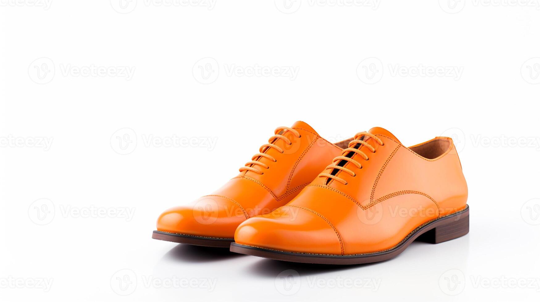 ai generiert Orange Oxfords Schuhe isoliert auf Weiß Hintergrund mit Kopieren Raum zum Werbung. generativ ai foto