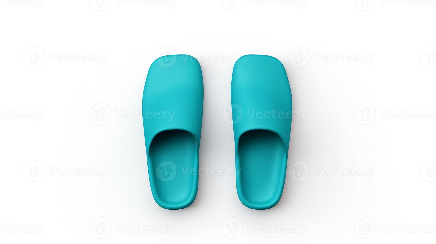 ai generiert cyan Hausschuhe Schuhe isoliert auf Weiß Hintergrund mit Kopieren Raum zum Werbung. generativ ai foto