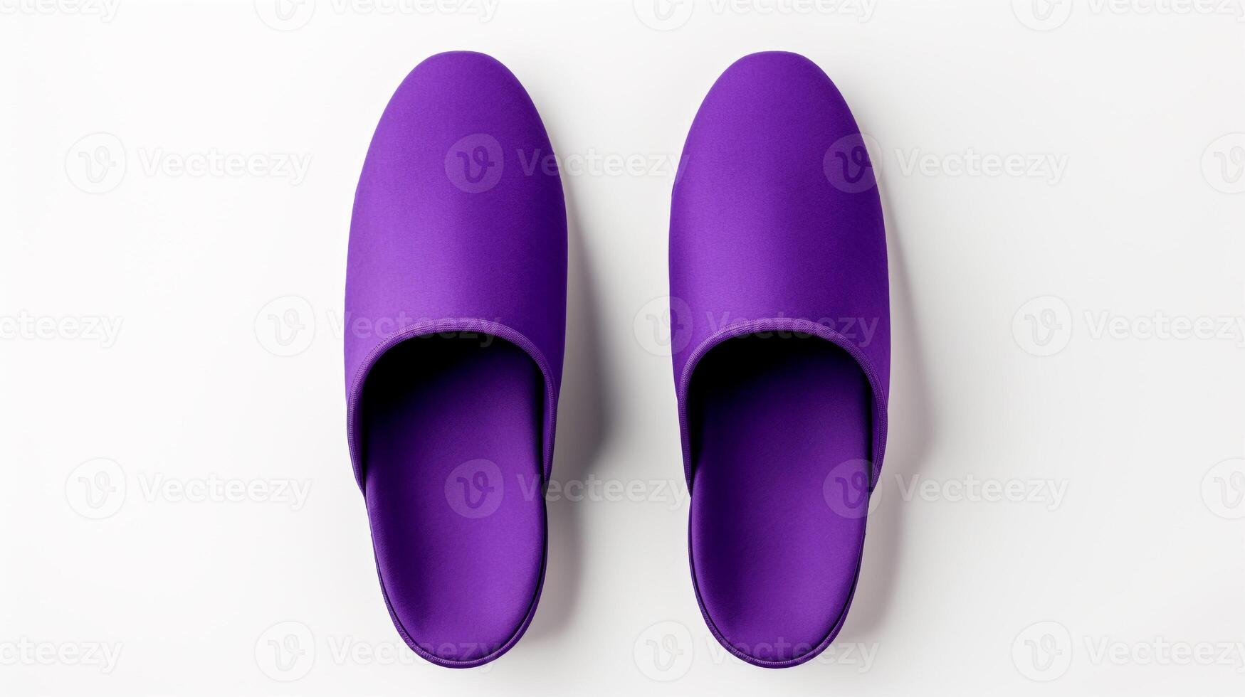 ai generiert violett Hausschuhe Schuhe isoliert auf Weiß Hintergrund mit Kopieren Raum zum Werbung. generativ ai foto