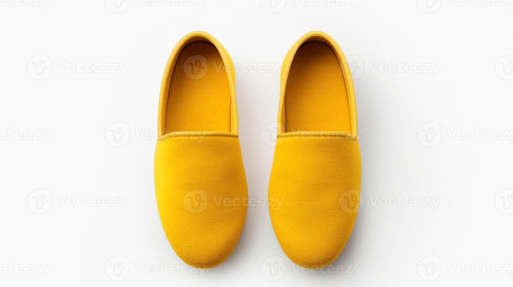ai generiert Gelb Hausschuhe Schuhe isoliert auf Weiß Hintergrund mit Kopieren Raum zum Werbung. generativ ai foto
