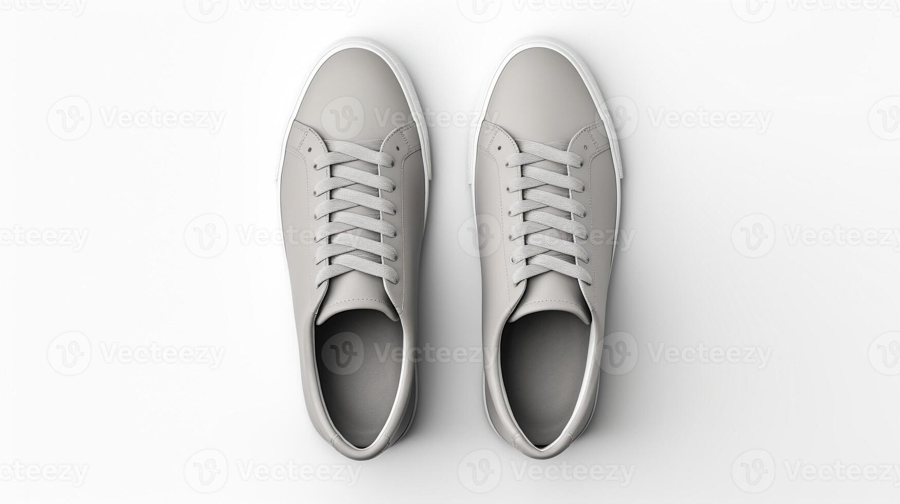 ai generiert grau Turnschuhe Schuhe isoliert auf Weiß Hintergrund mit Kopieren Raum zum Werbung. generativ ai foto