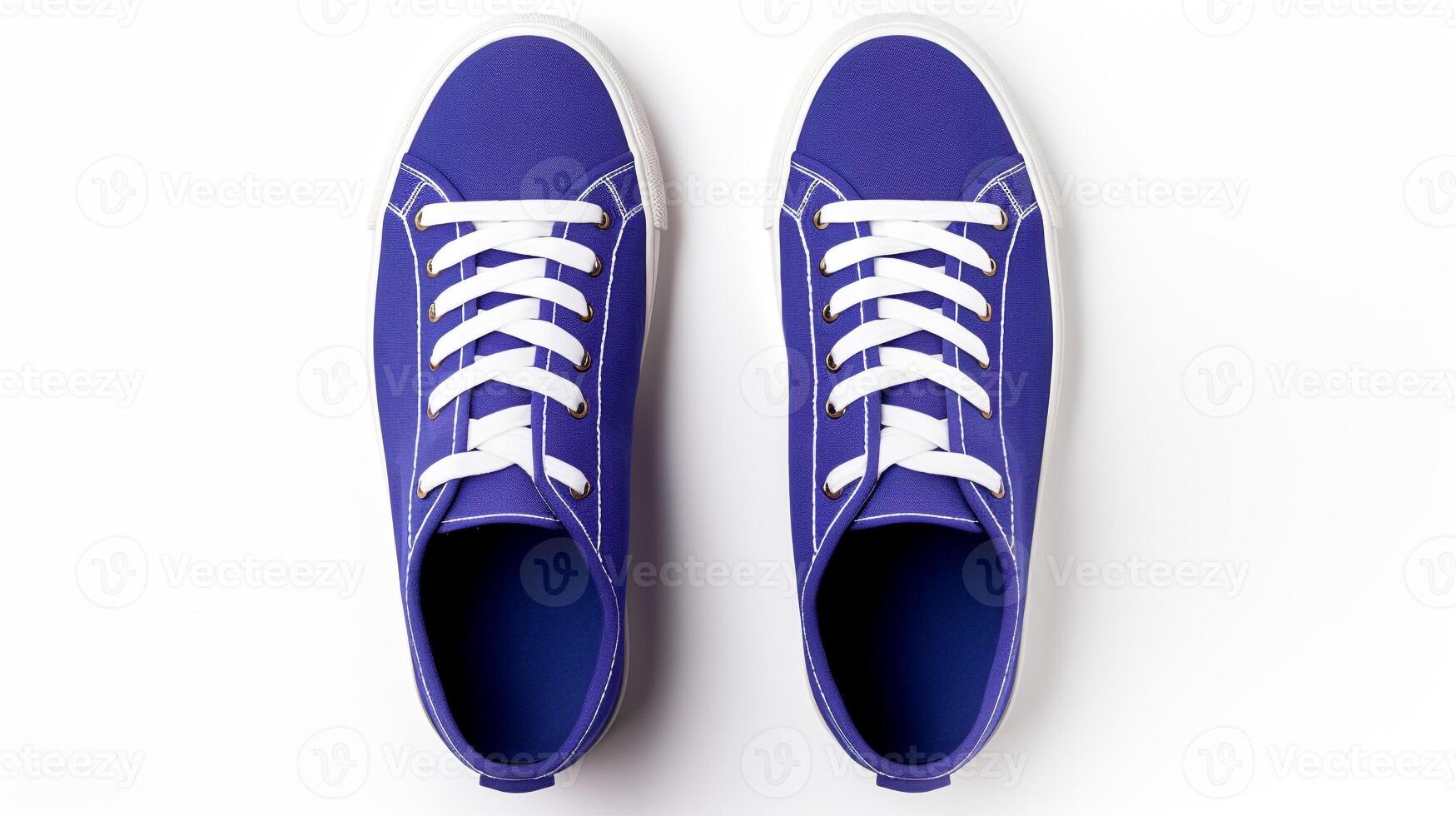 ai generiert Indigo Turnschuhe Schuhe isoliert auf Weiß Hintergrund mit Kopieren Raum zum Werbung. generativ ai foto