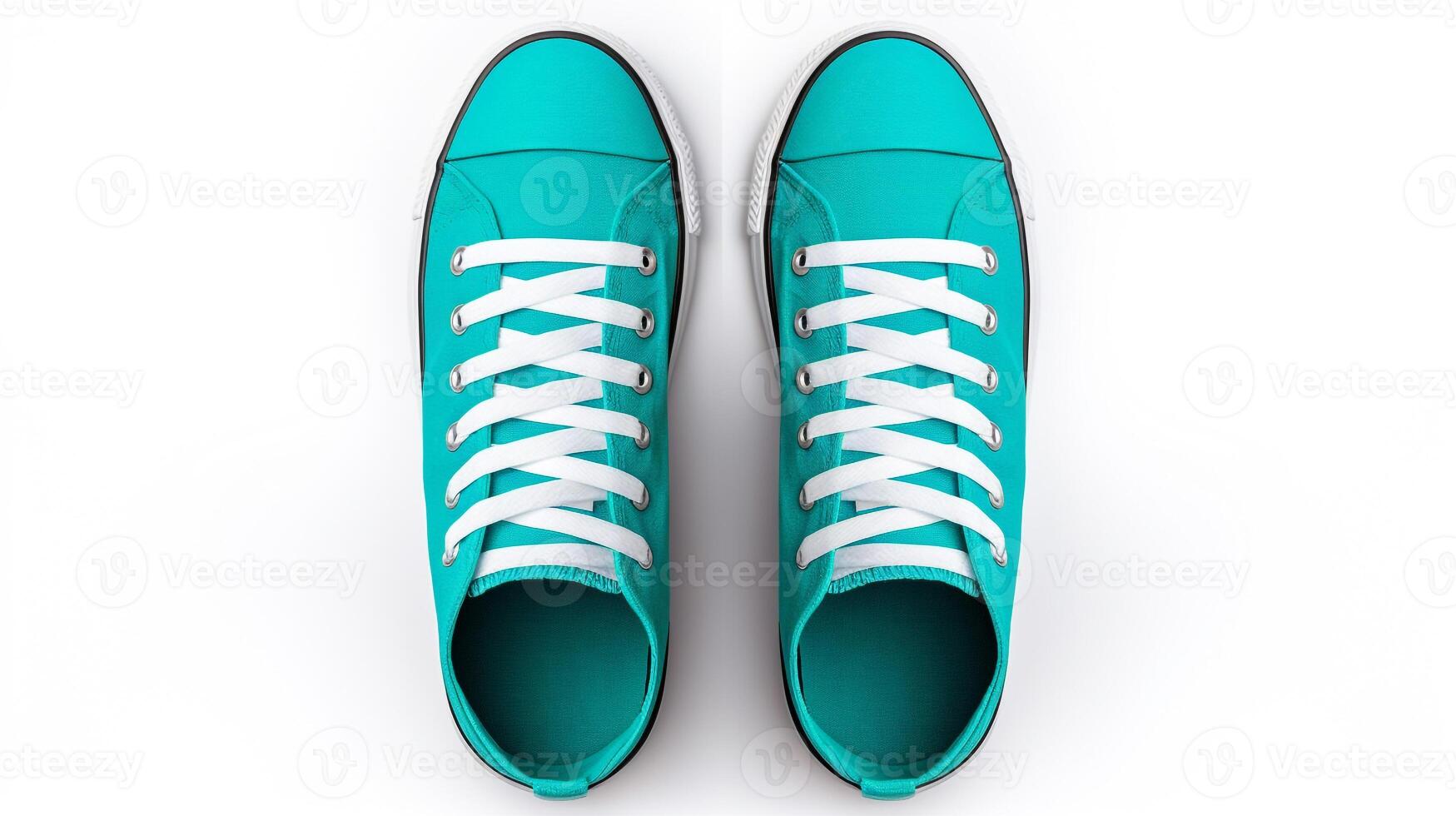 ai generiert blaugrün Turnschuhe Schuhe isoliert auf Weiß Hintergrund mit Kopieren Raum zum Werbung. generativ ai foto