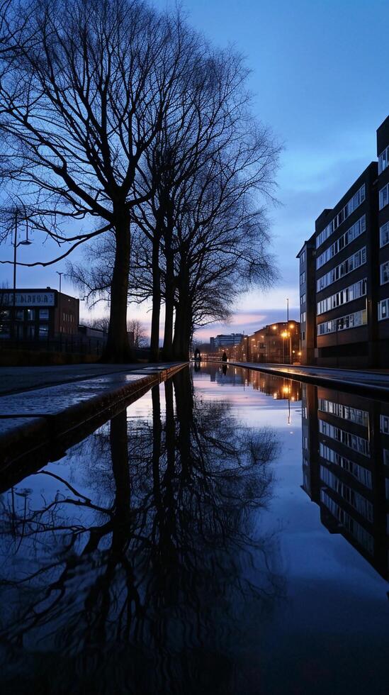 ai generiert Flussufer Reflexionen, Hintergrund Bild, generativ ai foto