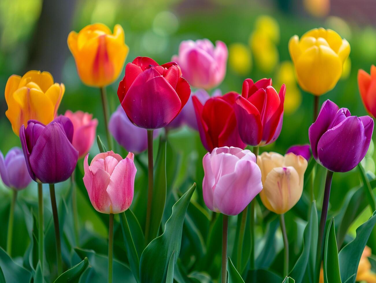ai generiert Schönheit Tulpe Blume beschwingt bunt Flora ai generativ foto