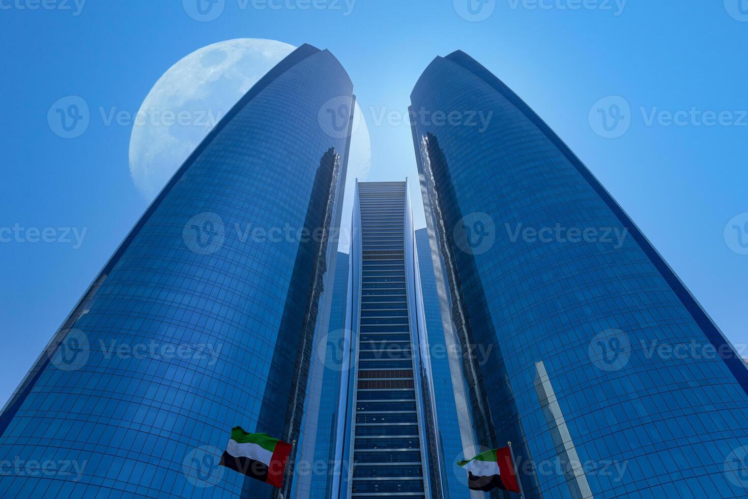 ai generiert Vereinigte Arabische Emirate, vereinigt arabisch Emirate, abu Dhabi Innenstadt Panorama und finanziell Center Horizont foto