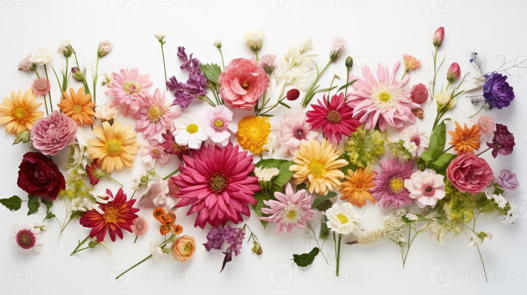 ai generiert blüht Flatlay Blumen ai generiert foto