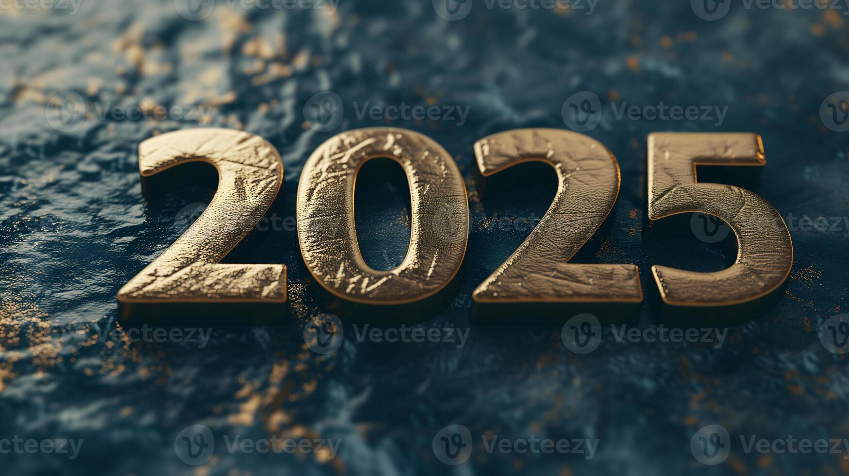 ai generiert glücklich Neu Jahr 2025, golden 3d Typografie Design. foto