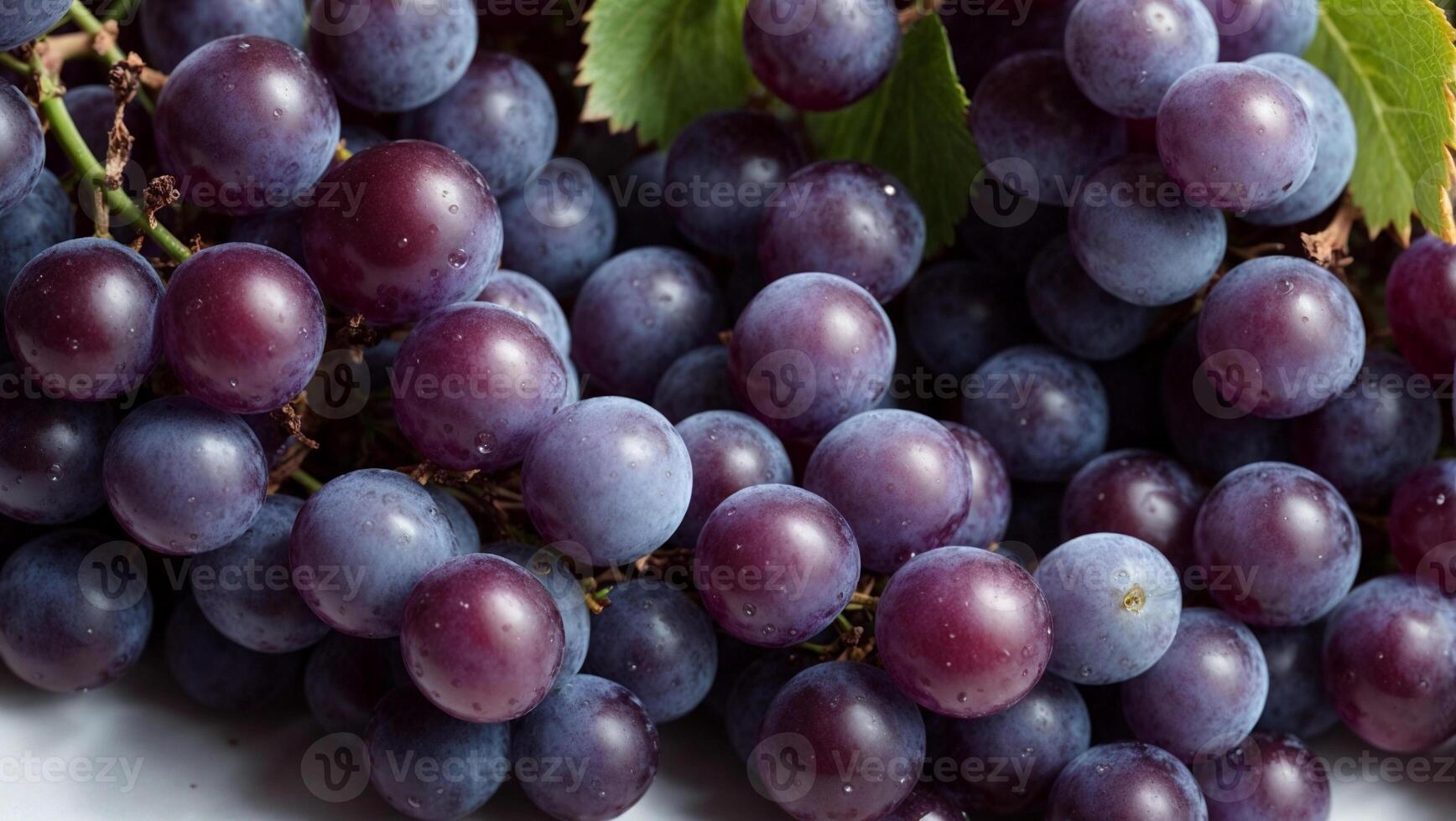 ai generiert Makro von frisch Trauben mit Wasser Tröpfchen isoliert mit Weiß Farbe wie Hintergrund foto