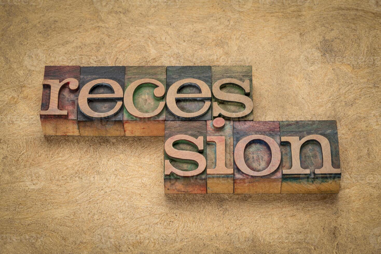 Rezession Wort im Holz Art foto