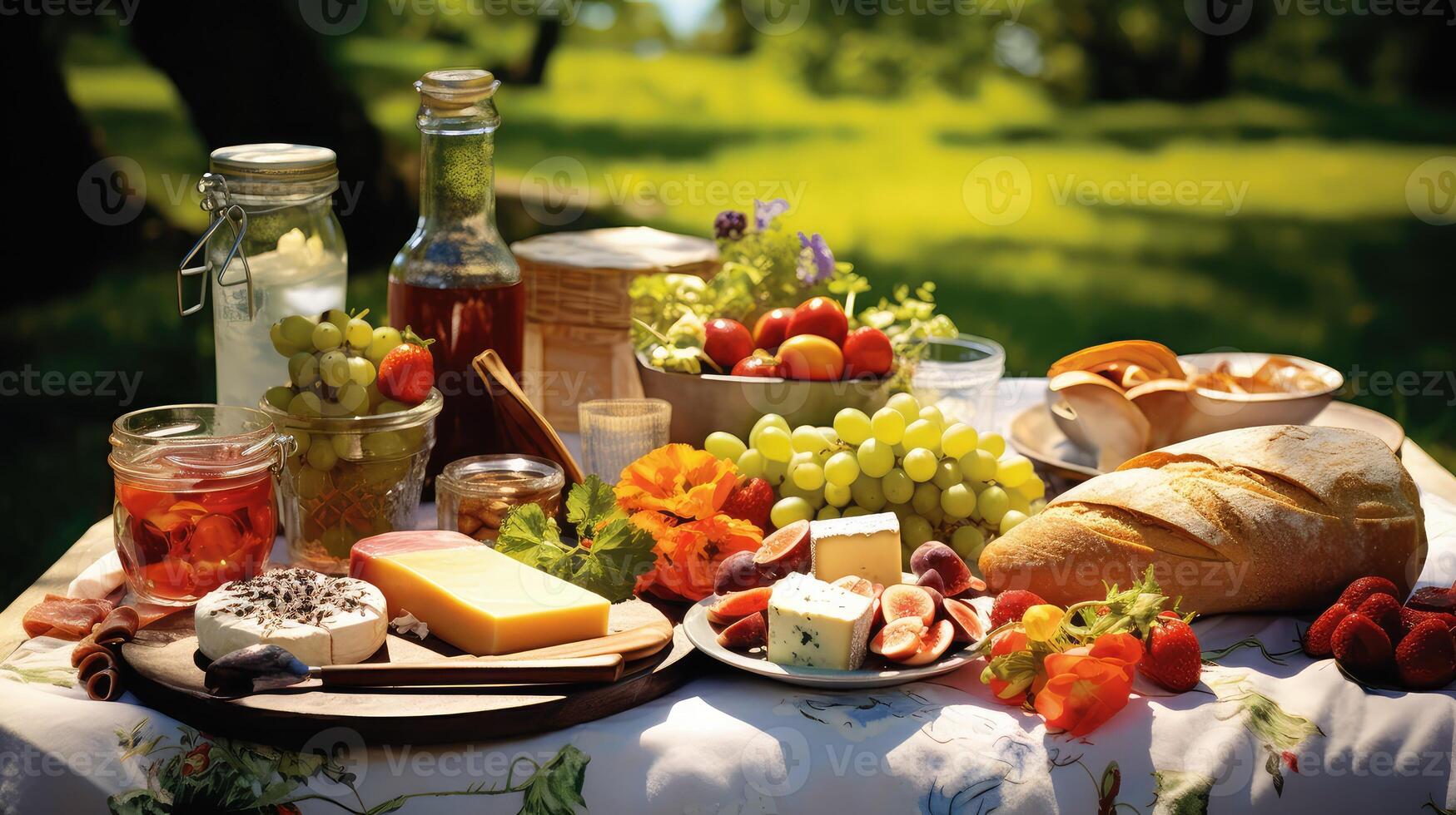 ai generiert Essen draußen Picknick ai generiert foto