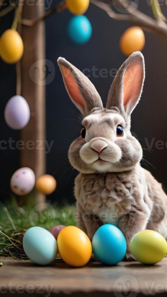 ai generiert Foto von Ostern Hase mit Eier. ai generiert