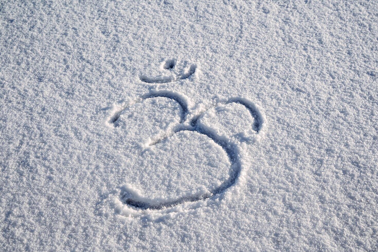 ein Botschaft im das Schnee. das Phrase zum Meditation ist om Shanti Meditation im das öffnen Luft, im winter.yoga repräsentiert uralt Wissen, Ruhe und Ruhe. foto