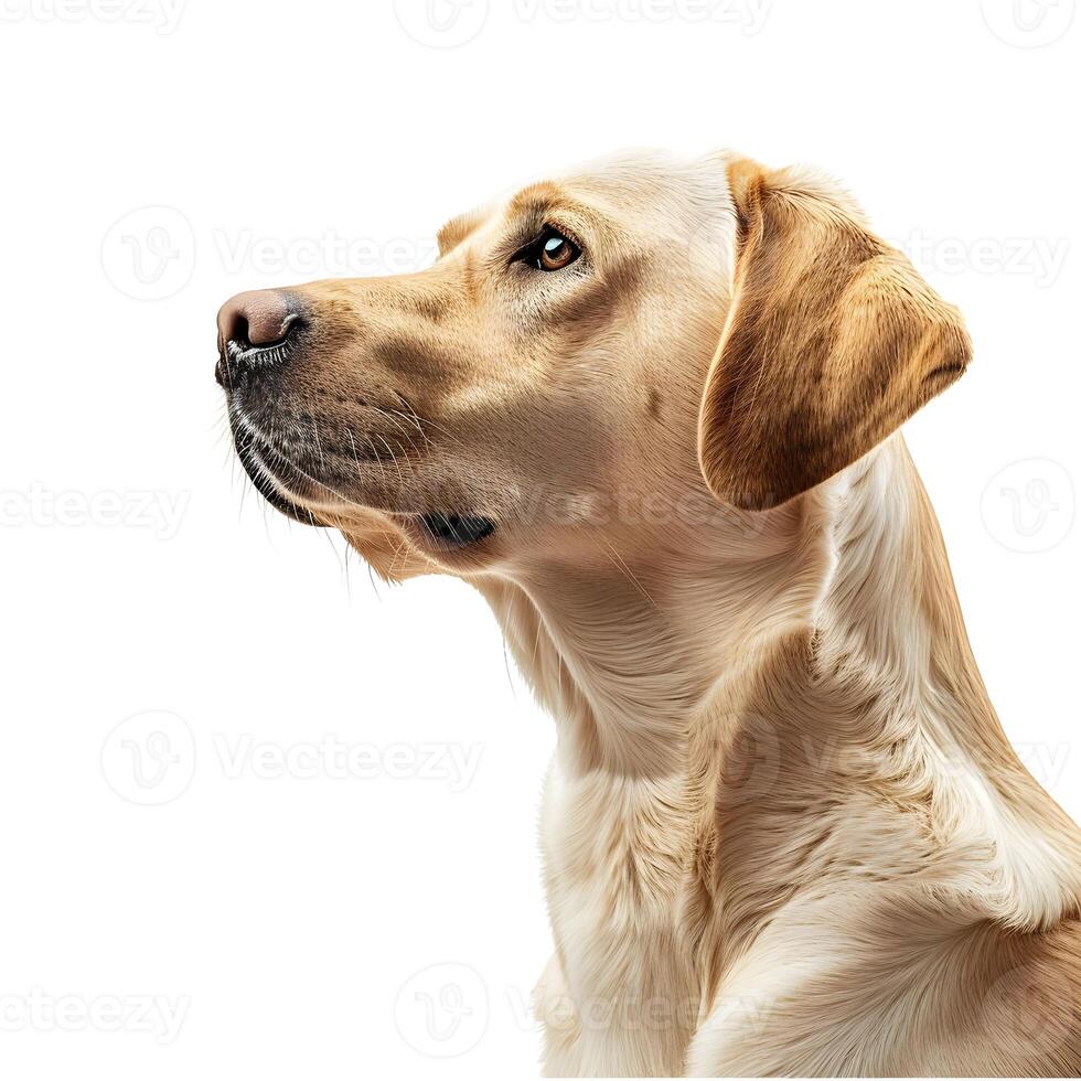 ai generiert Seite Aussicht Porträt von ein Labrador Hund isoliert auf ein Weiß Hintergrund. hohe Auflösung ai generativ foto