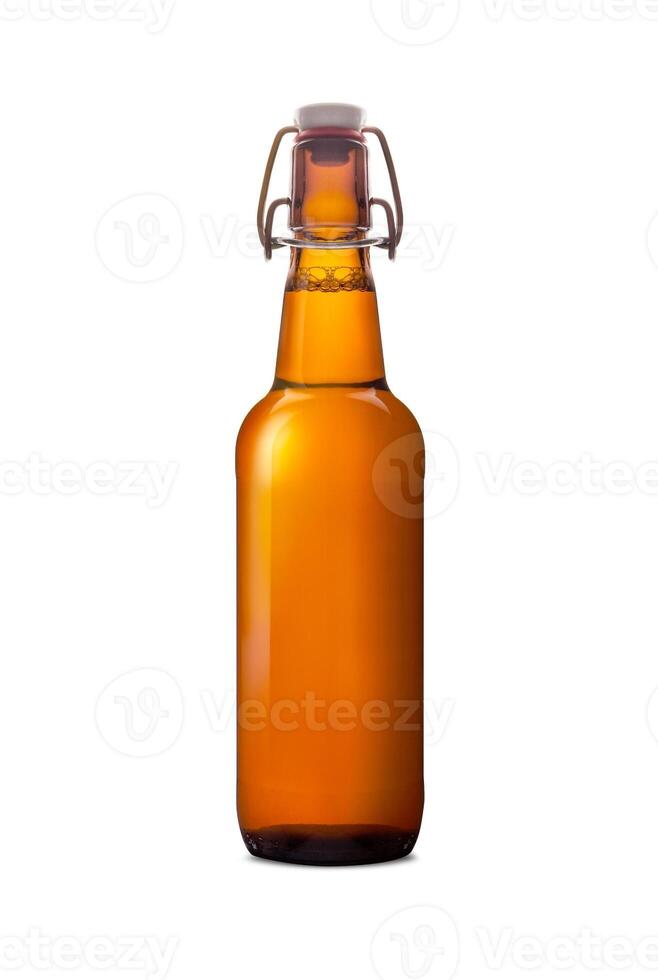 ein Flasche von Bier. dunkel braun Glas foto