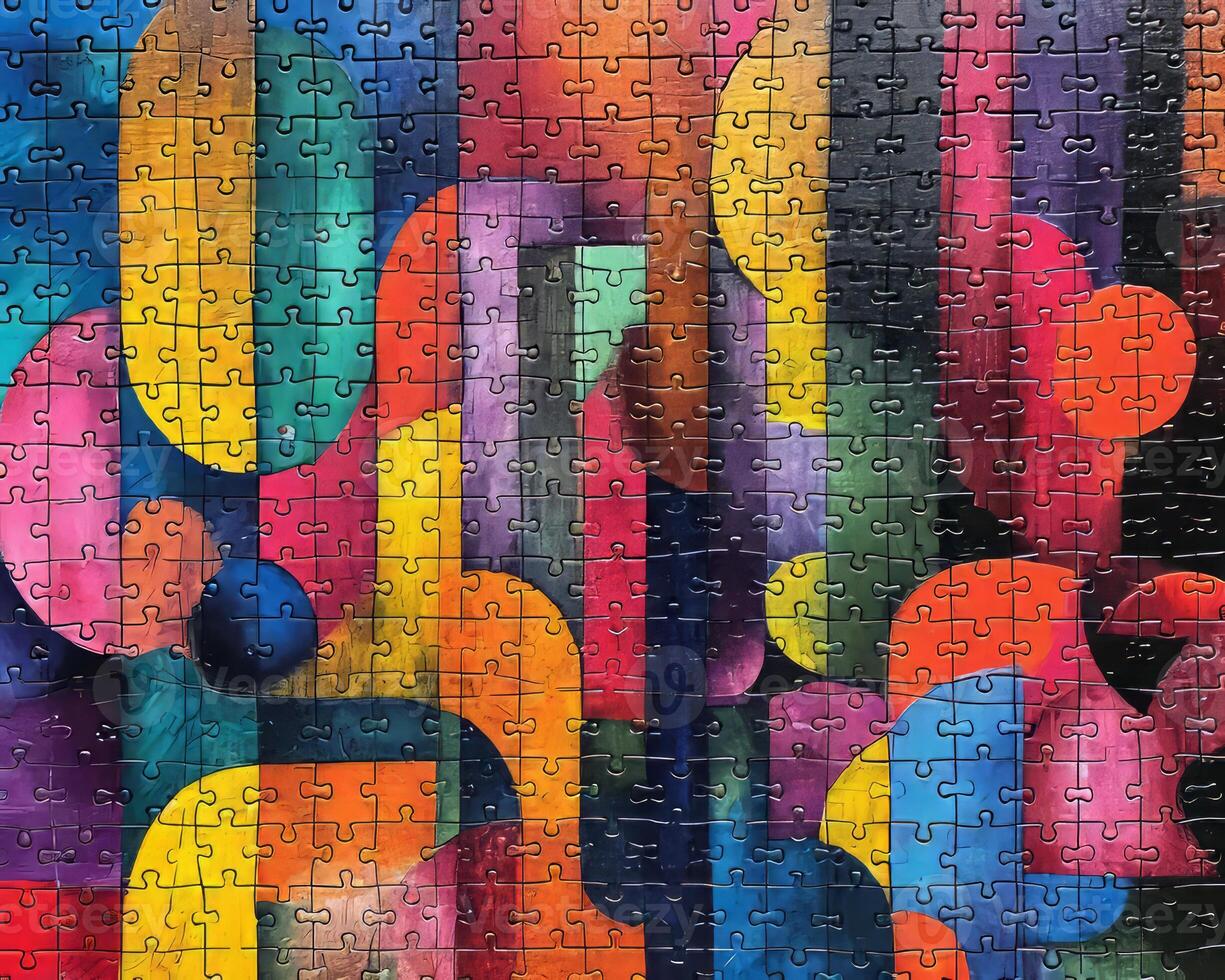 ai generiert abstrakt Puzzle mit bunt Hintergrund foto