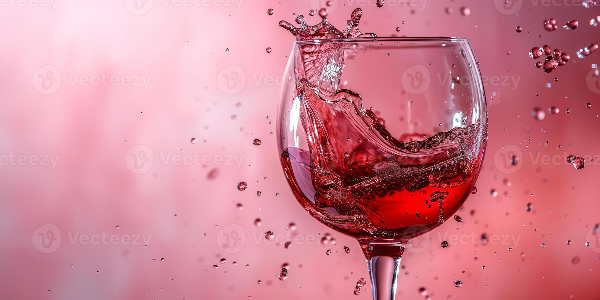 ai generiert ein Glas von rot Wein im Nahansicht auf ein Rosa Hintergrund. spritzt von Wein, Gießen Wein. ai generiert. foto