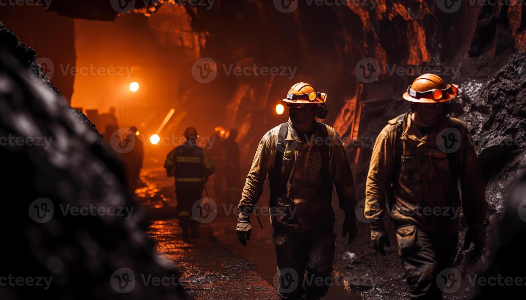 ai generiert Minenarbeiter im das Bergwerk foto