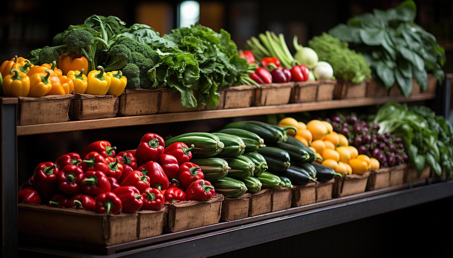 ai generiert frisch organisch Gemüse zum gesund Essen, Vielfalt beim Supermarkt Regal generiert durch ai foto