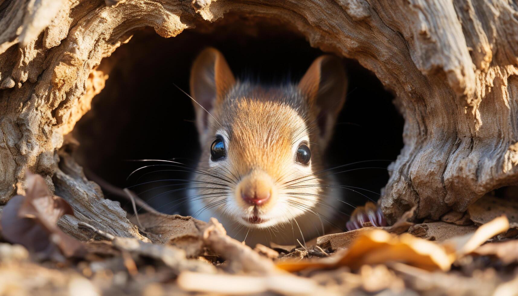 ai generiert süß flauschige Hase Sitzung auf Zweig, suchen schüchtern und neugierig generiert durch ai foto