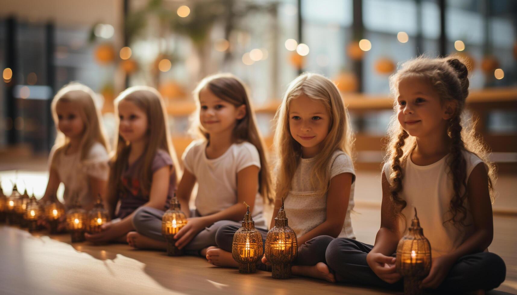 ai generiert lächelnd Mädchen, heiter Jungen, süß Kinder nur, feiern drinnen generiert durch ai foto