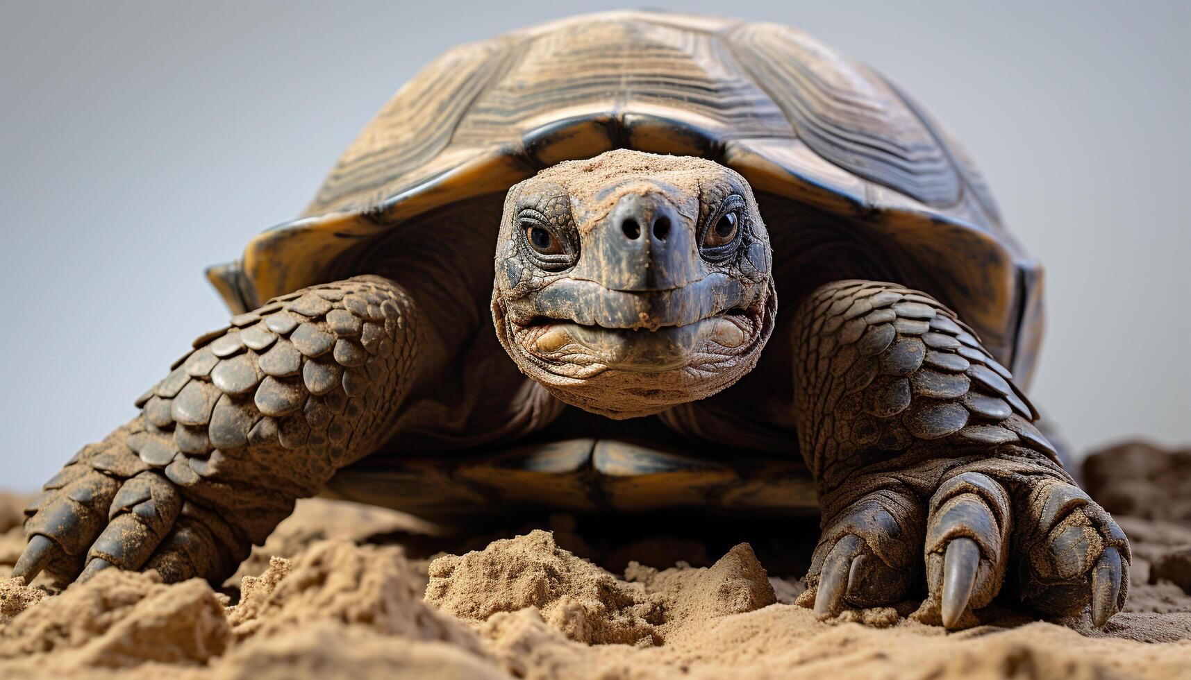 ai generiert groß Schildkröte kriechen langsam im Natur, es ist Schale faltig und alt generiert durch ai foto