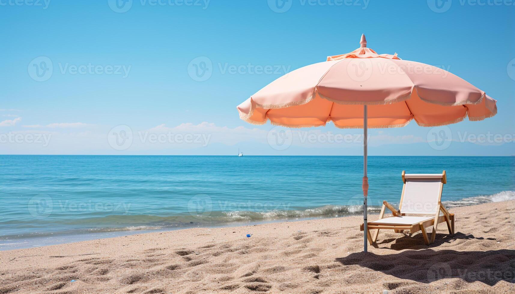 ai generiert Sommer- Urlaube Sand, Blau draußen, Natur, Entspannung, Küste, Reise generiert durch ai foto