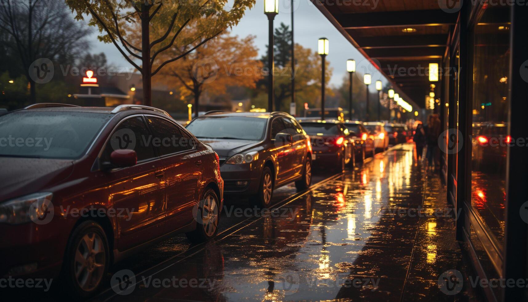 ai generiert hell Stadt Beleuchtung erleuchten das nass Straßen, reflektieren verschwommen Bewegung generiert durch ai foto