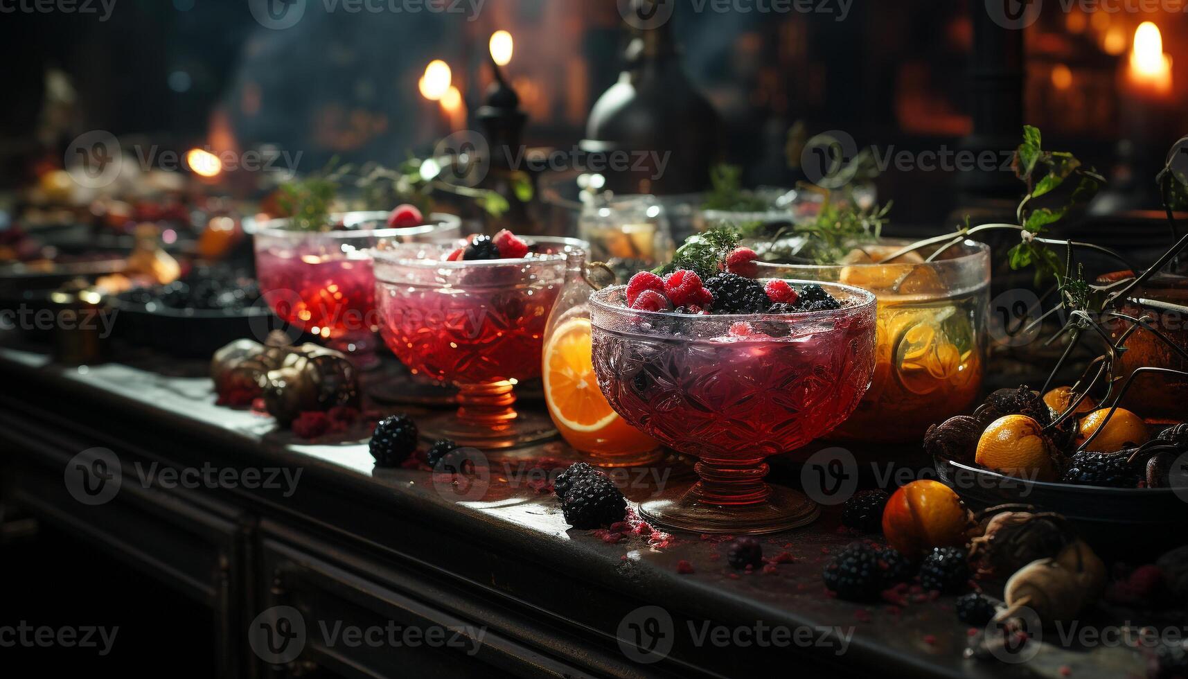 ai generiert frisch Beere Cocktail auf hölzern Tisch, perfekt Sommer- Feier trinken generiert durch ai foto