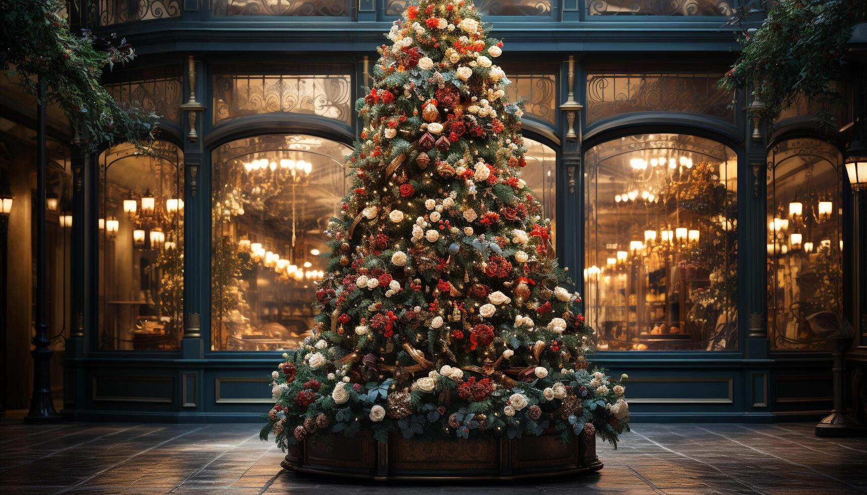 ai generiert gemütlich Winter Feier beleuchtet Weihnachten Baum erhellt das Leben Zimmer generiert durch ai foto
