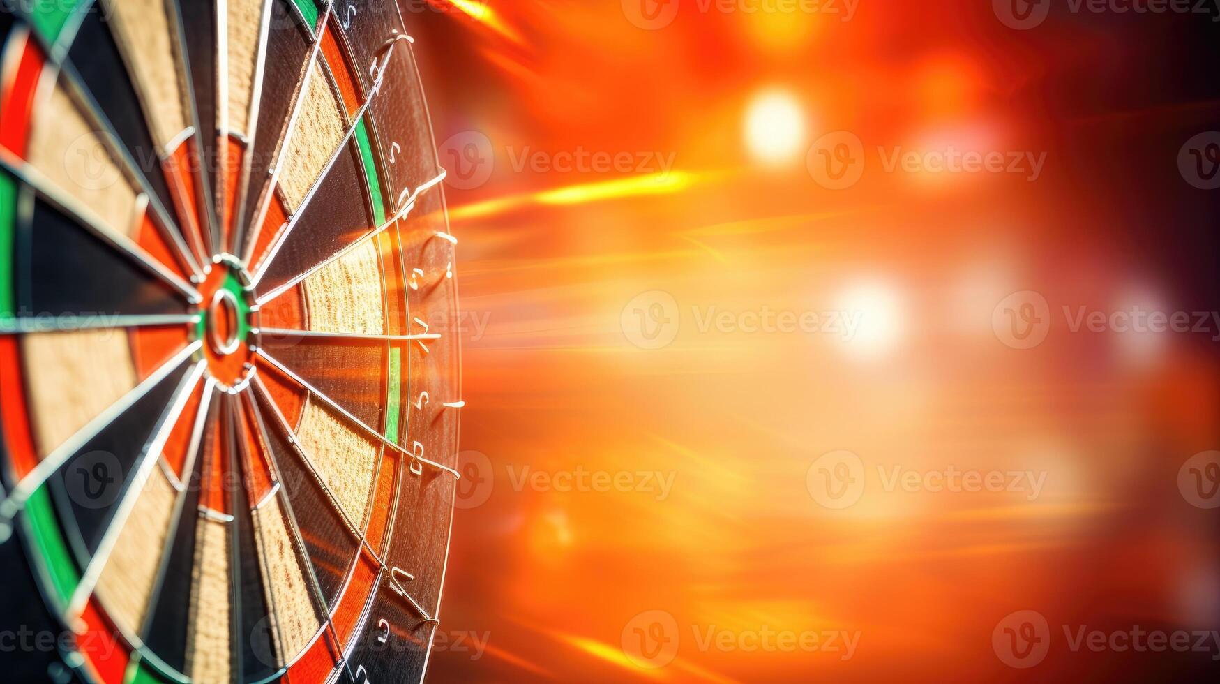 ai generiert Erfassung das Präzision von ein Pfeil Schlagen das bullseye auf ein Dartscheibe im ein dramatisch Nahansicht Schuss. ai generiert foto